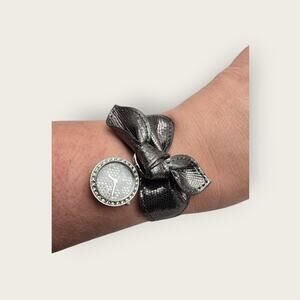 Guess Black Bow Strap Women’s Watch Crystal Bezel Bracelet Timepiece